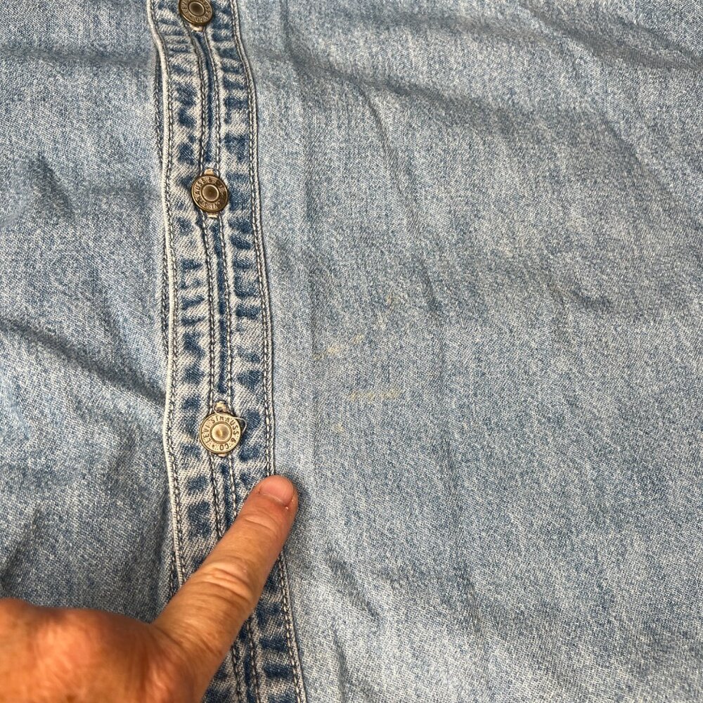 Vintage Levis Mens Denim Shirt Long Sleeve Button Up Red Tab size XXL Rodeo - Picture 12 of 12
